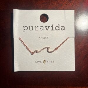 Pura Vida Rose Gold Wave Anklet